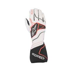 Les gants de course Alpinestars Tech-1 ZX V2 blancs (FIA)