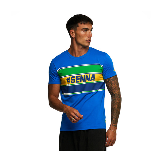 T-shirt homme Hashtag Ayrton Senna F1 2025 bleu