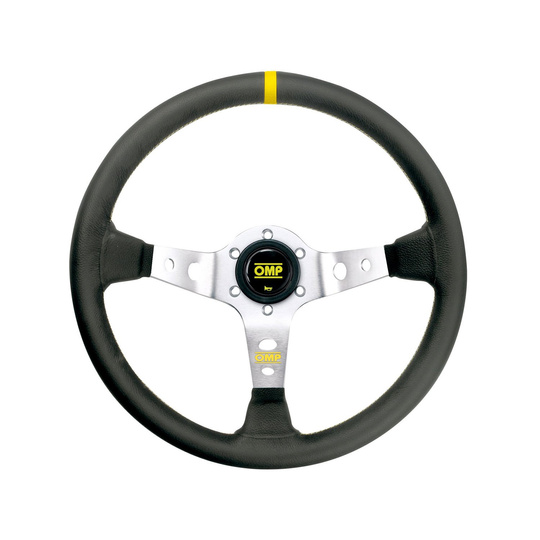 Volant OMP CORSICA SILVER-YELLOW cuir