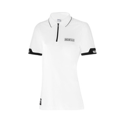 Polo femme Sparco ZIP blanc