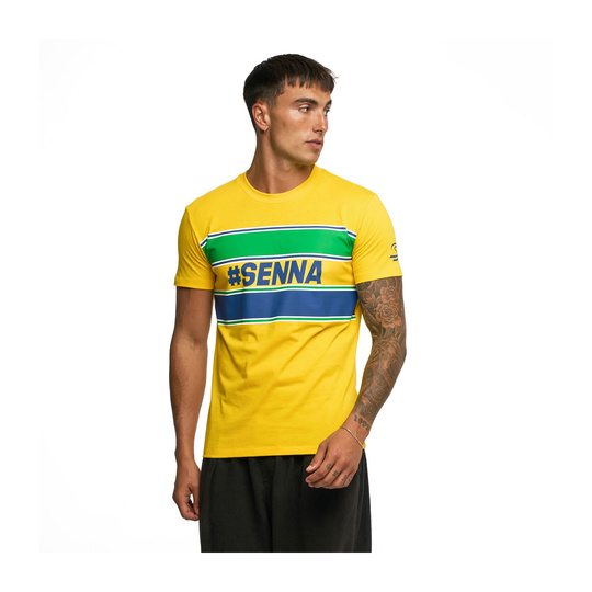 T-shirt homme Hashtag Ayrton Senna F1 2025 jaune