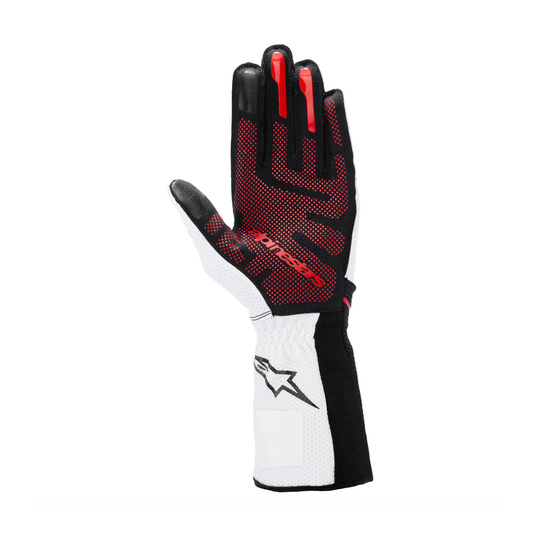 Gants de course Alpinestars Tech-1 KX V4 Blanc-noir (FIA)